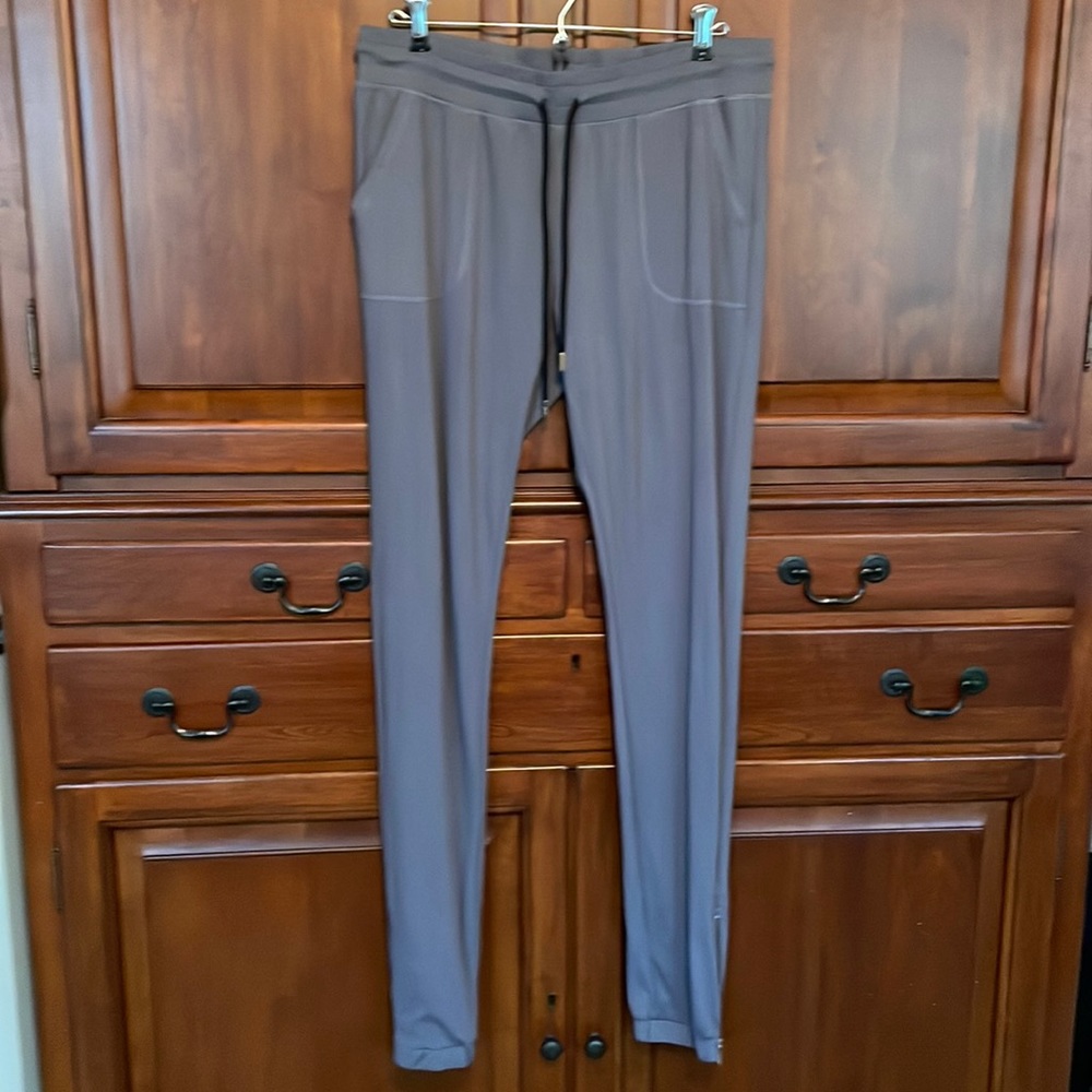 Zyia Dark Gray Zipper Peak Joggers